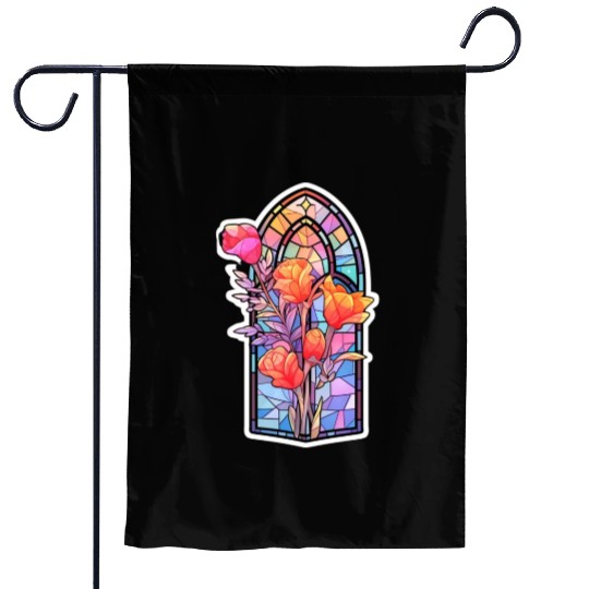 Pastel Goth Stained Glass Garden Flags