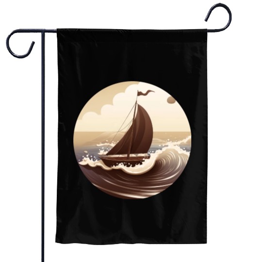 Chocolate Sailboat at Sunset Garden Flags