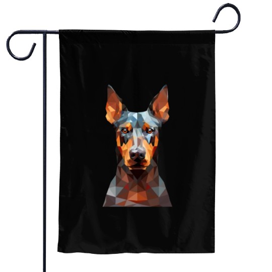 geometric Doberman: Polygon Art Garden Flags