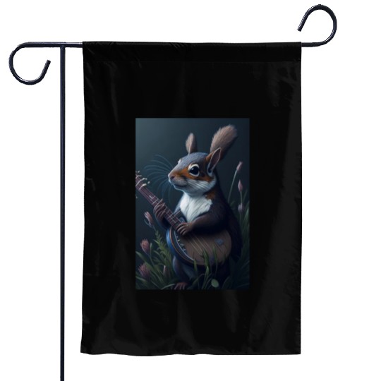 Aesthetic Cottagecore Floral Cute Squirrel Playing Garden Flags