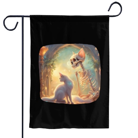Skeleton And Cat Best Friends Kitten Funny Cats Lo Garden Flags