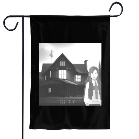 Is a haunted house??? (Black and white version) Garden Flags