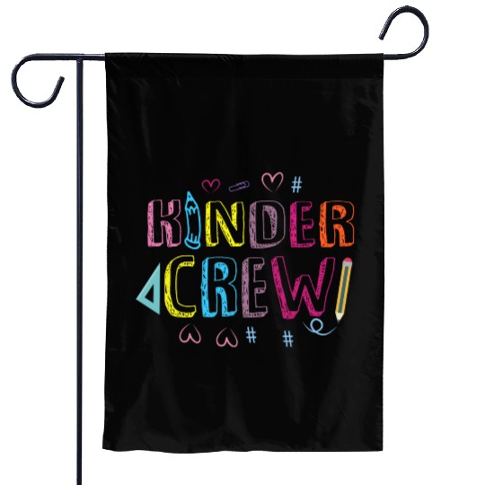 Kinder Crew Kindergarten Preschool Teacher Garden Flags