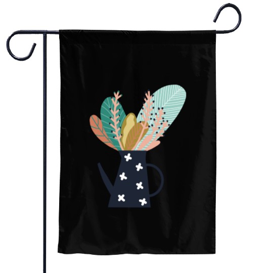 Botanical Coffee Pot Number Three Garden Flags