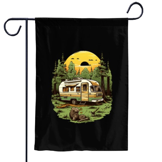 Camping, sunset, nature, freedom, gift Garden Flags