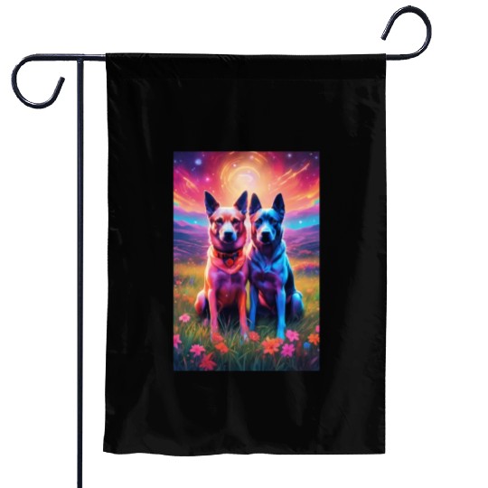 two dogs portrait lushill style artgerm and james Garden Flags