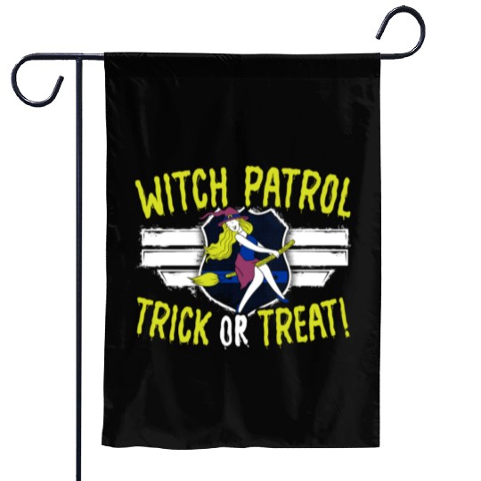 Witch Patrol: Trick or Treat! Policeman Halloween Garden Flags