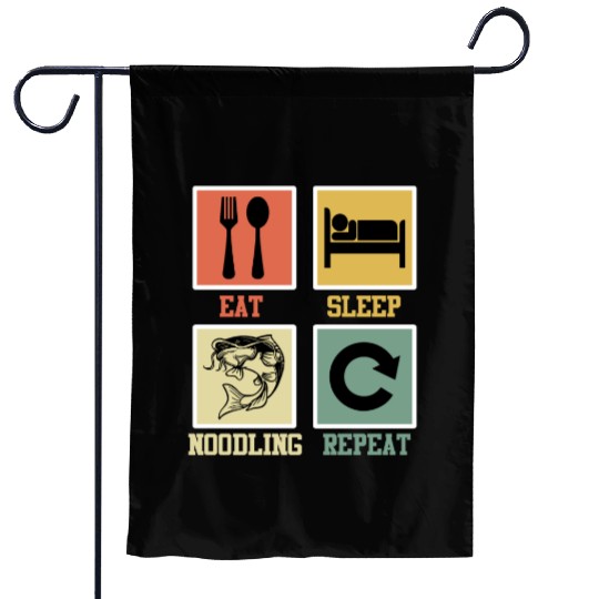 Catfish Fishing Eat Sleep Noodling Repeat Garden Flags