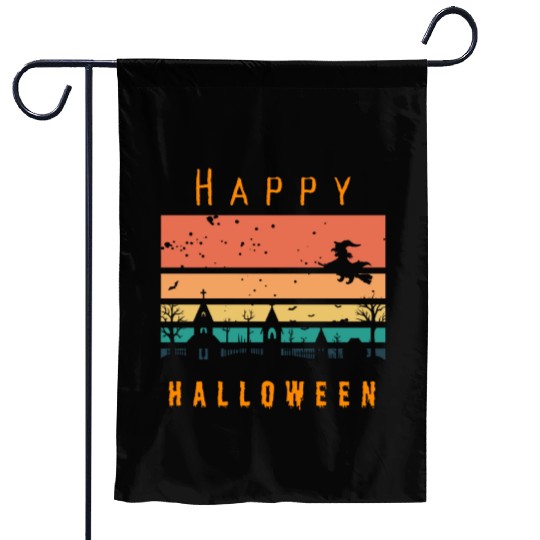 Vintage sunset Halloween style Garden Flags