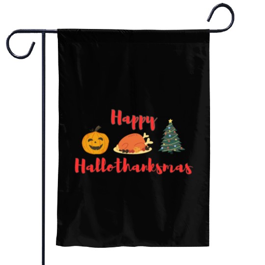 Happy HalloThanksMas Garden Flags