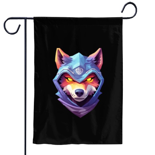 Hooded Alpha Wolf Ninja: Leader of the Night Garden Flags