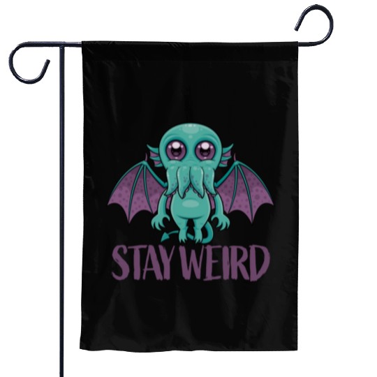 Stay Weird Cute Cthulhu Monster Garden Flags