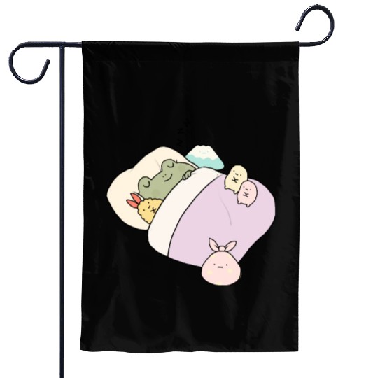 Sleepy Frog With Friends Garden Flags