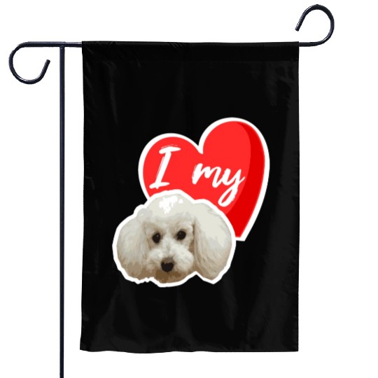 Cute poodle design makes the hearts beat faster Garden Flags