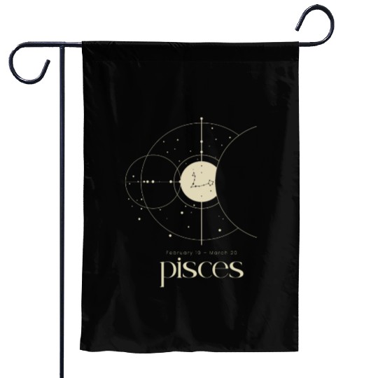 Minimalist Pisces Zodiac Astrology Moon Stars Garden Flags