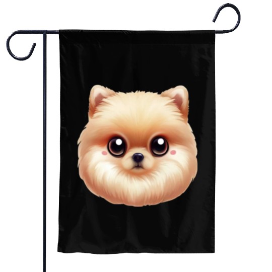 Playful Pomeranian Artwork Garden Flags