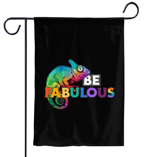 Be fabulous! with rainbow colored chameleon Garden Flags
