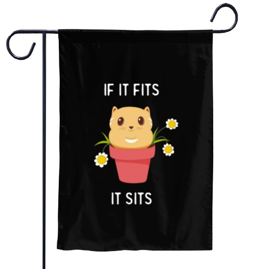 If It Fits It Sits Funny Cat Lover Cute Garden Flags