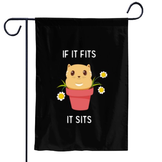 If It Fits It Sits Funny Cat Lover Cute Garden Flags