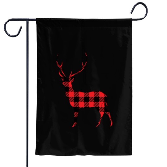 Buffalo Plaid Deer Garden Flags