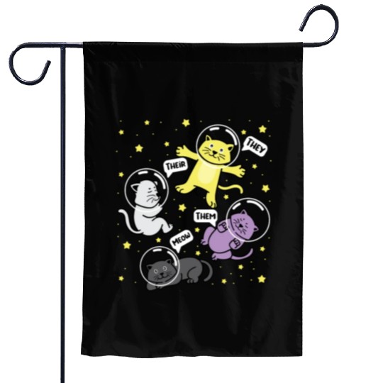 Cat They Them Their Meow Nonbinary Flag Garden Flags