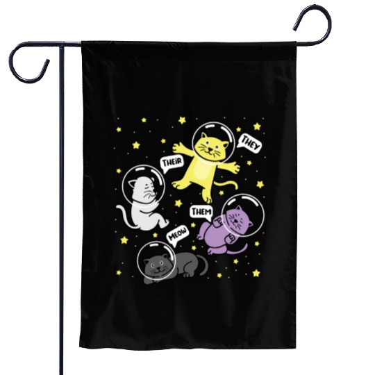 Cat They Them Their Meow Nonbinary Flag Garden Flags