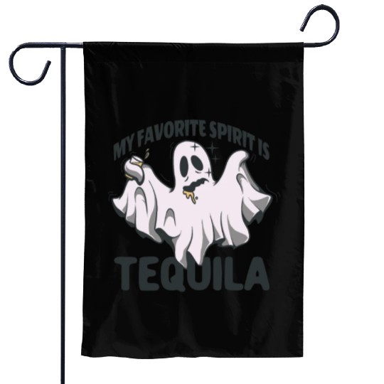 My Favorite Spirit Is Tequila Halloween Ghost Garden Flags