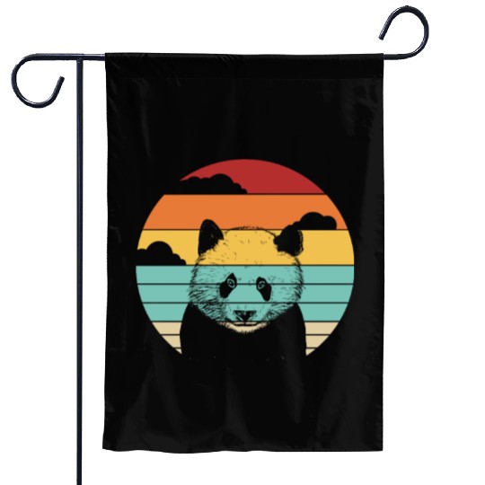Retro Panda Bear Ailuropoda Melanoleuca Friend Garden Flags