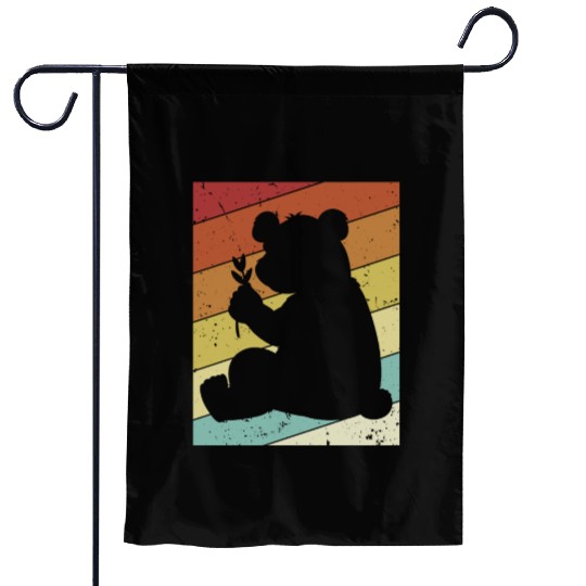 Retro Panda Bear Ailuropoda Melanoleuca Friend Garden Flags