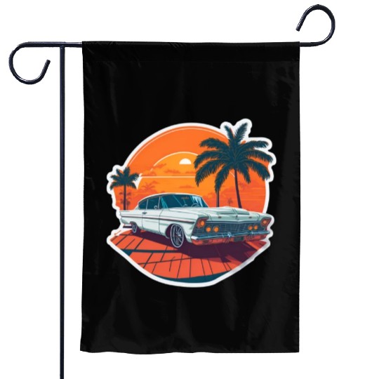 Classic Car Charm: Miami Street Nostalgia Garden Flags