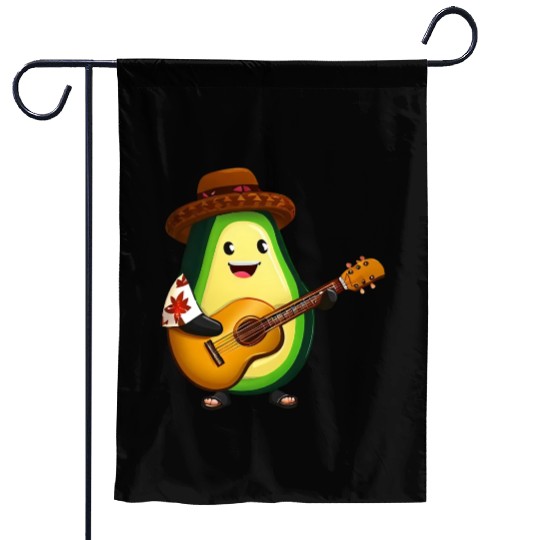 Tropical avocado with guitar Garden Flags