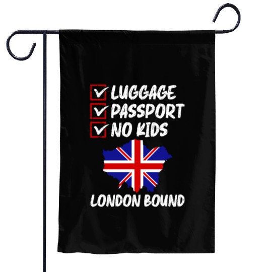 Luggage Passport No Kids London Bound Vacation Garden Flags