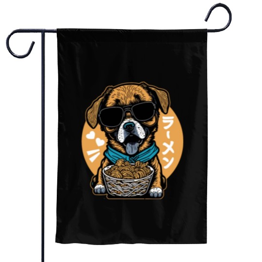 Cool Ramen Cute Puppy Dog Garden Flags