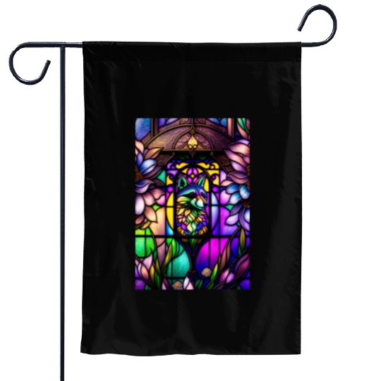stained glass window design of an overwhelmingly b Garden Flags