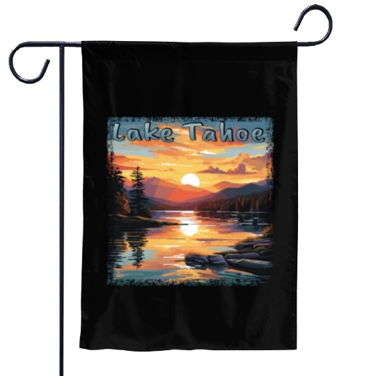 Grunge Sunset: Vacation at Lake Tahoe, Garden Flags
