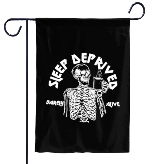 Funny Skeleton Drinking Coffee Garden Flags