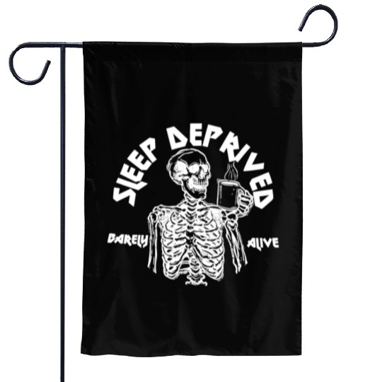 Funny Skeleton Drinking Coffee Garden Flags