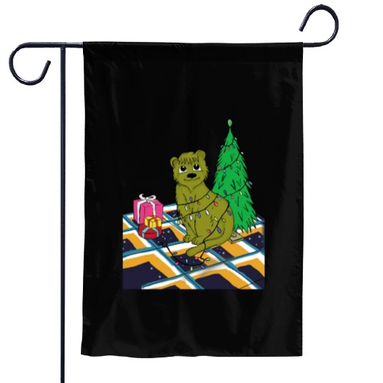 Cat Christmas Light Garden Flags Funny Cat Lover