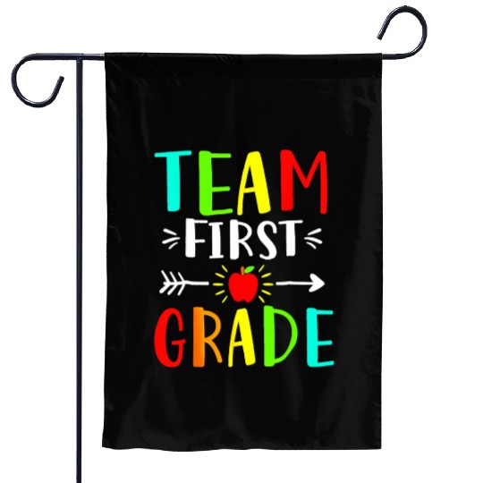 Team First Grade Student Teacher Team Funny Back Garden Flags