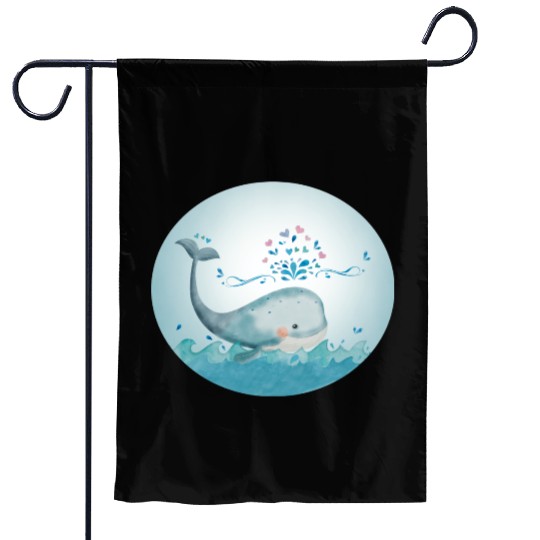 Whale Cute Whale Swimming Garden Flags