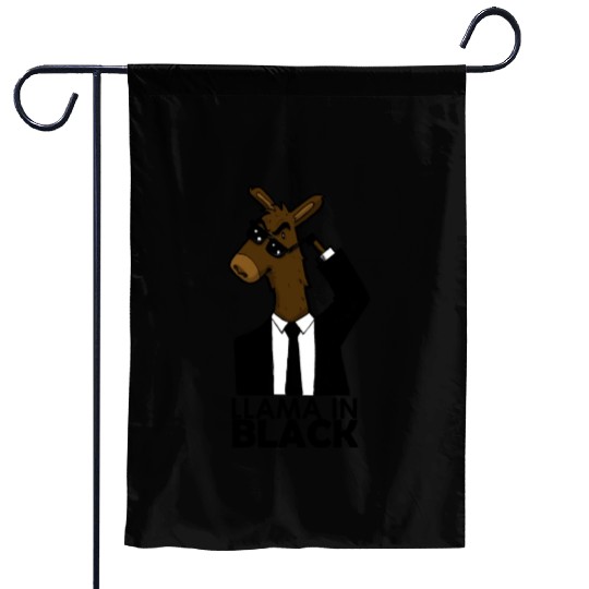 Llama In Black Garden Flags