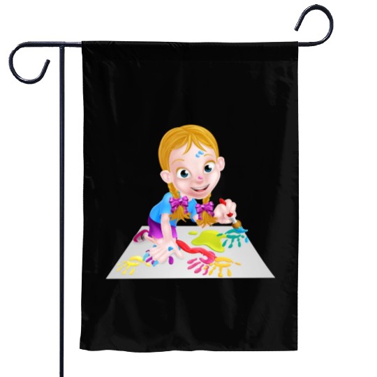 A girl painting Garden Flags