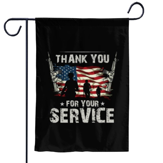 Thank You For Your Service US Flag Veterans Day Garden Flags