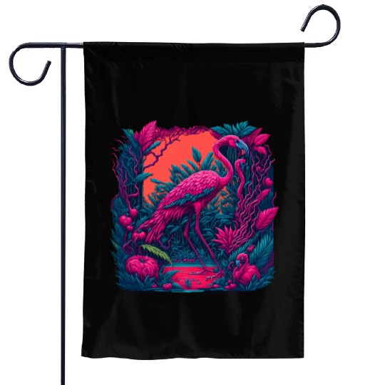 Neon flamingo Garden Flags