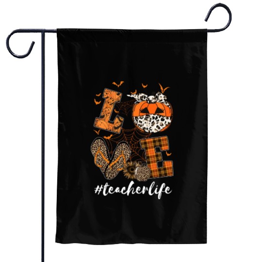 Love Teacher Life Teaching Lovers Halloween Garden Flags