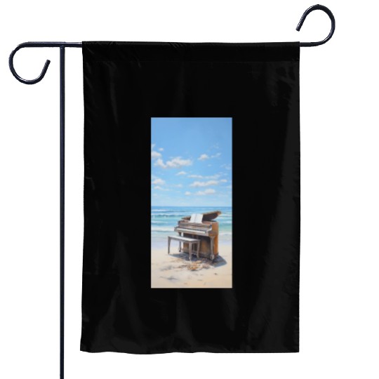 Piano and beach Garden Flags