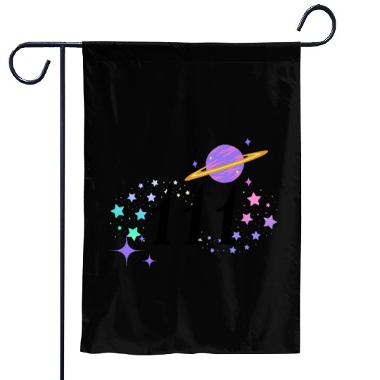 Angel Numbers 111 Purple Saturn with Stars Garden Flags