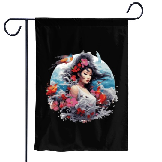 Geisha of Japan Garden Flags