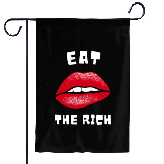 Eat The Rich Red Lips Socialist Garden Flags