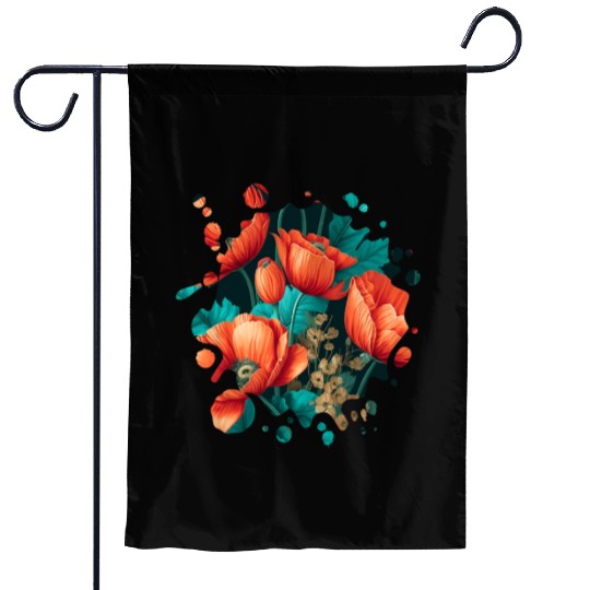 Vintage Poppy Inspired Flower Plant Lover Funny Garden Flags
